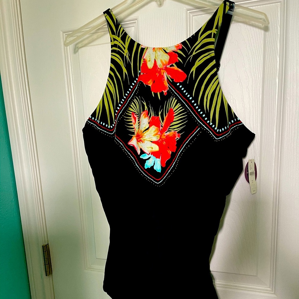 High necked swim tankini top